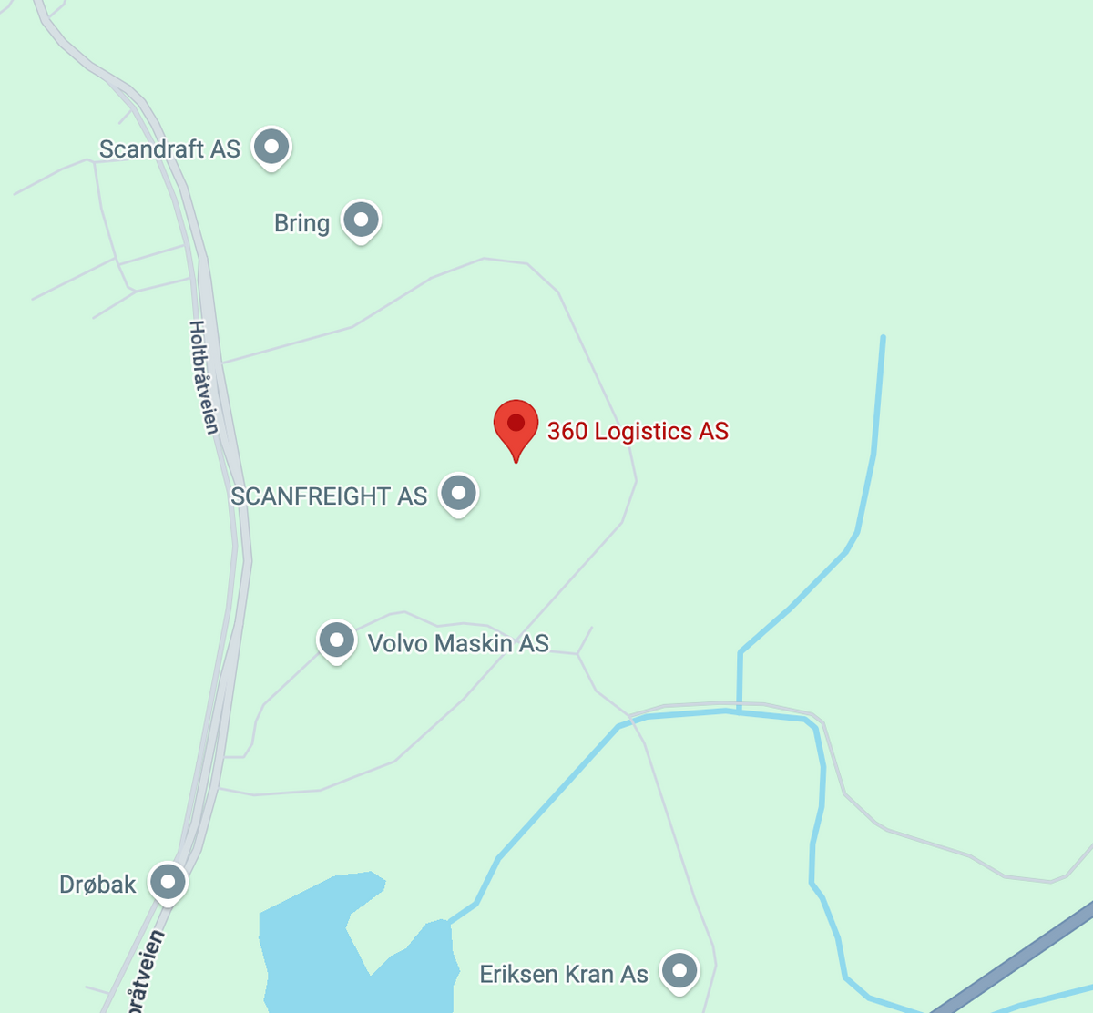 Kart over varehuset vårt i Holtbråtveien 143, Drøbak